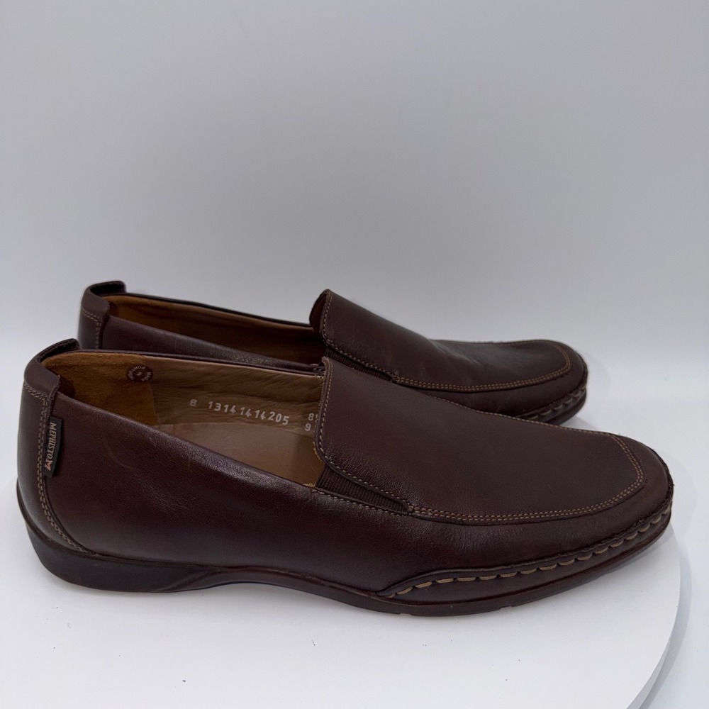 Mephisto Mens Brown Leather Cool-Air Slip On Comfort Loafers Size 9 - Picture 2 of 8